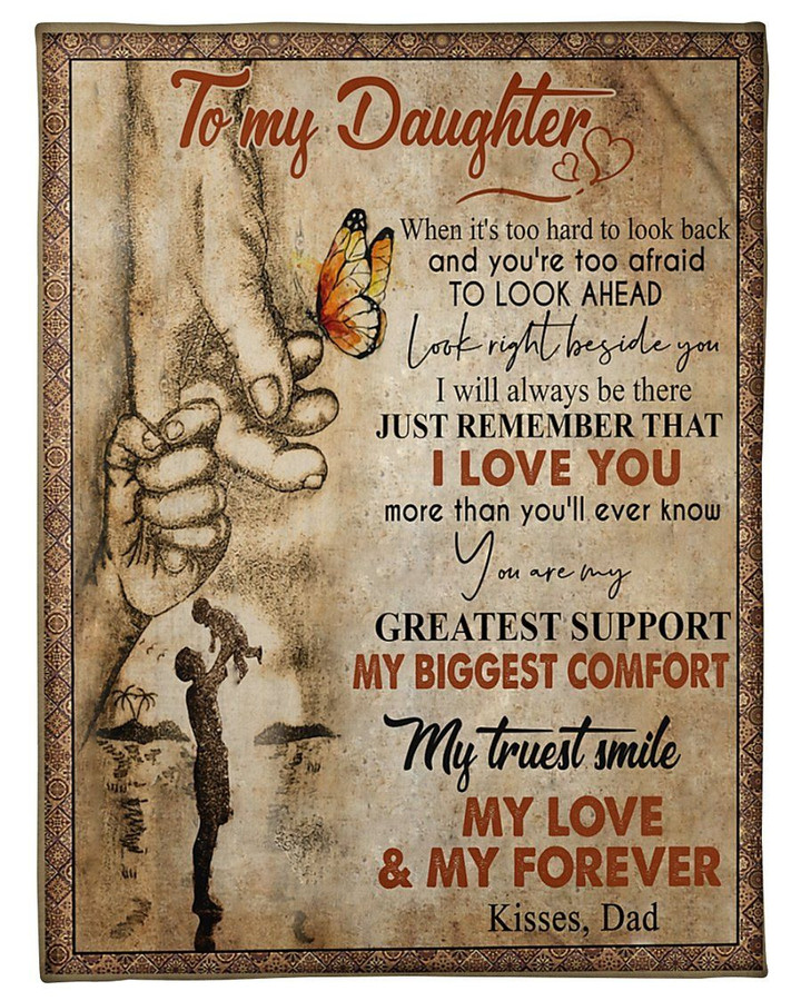 Dad Gift For Daughter Butterfly I Will Always Be There Sherpa Fleece Blanket