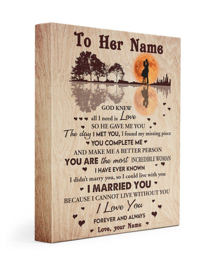 Custom Name Gift For Wife A Kiss You Complete Me Matte Canvas