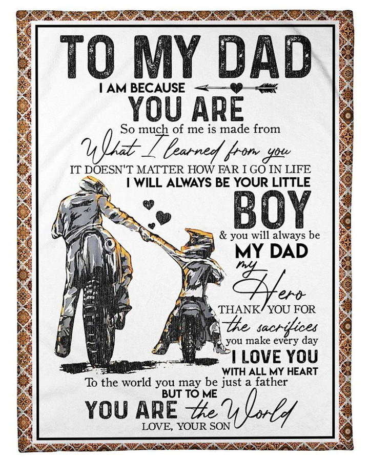 Motorcycle Always Be Your Little Boy Son Gift For Dad Sherpa Fleece Blanket