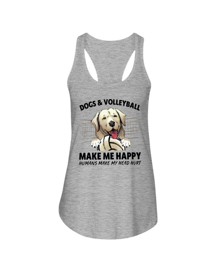 Dogs And Volleyball Make Me Happy Ladies Flowy Tank