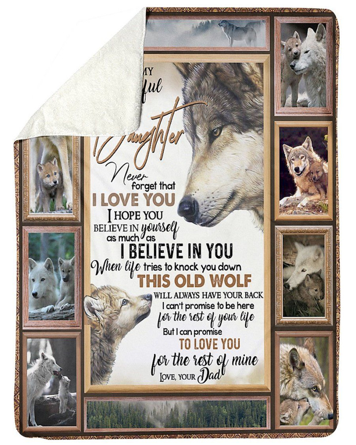 I Believe In You Wolf Dad Gift For Daughter Sherpa Fleece Blanket