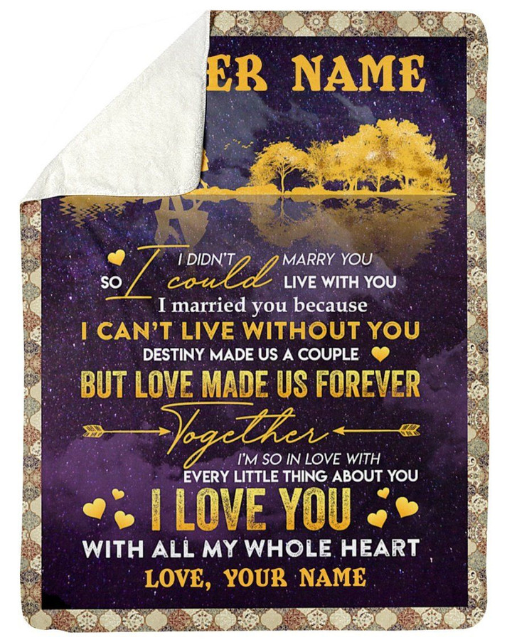 Love You With All My Whole Heart Custom Name Gift For Wife Sherpa Fleece Blanket