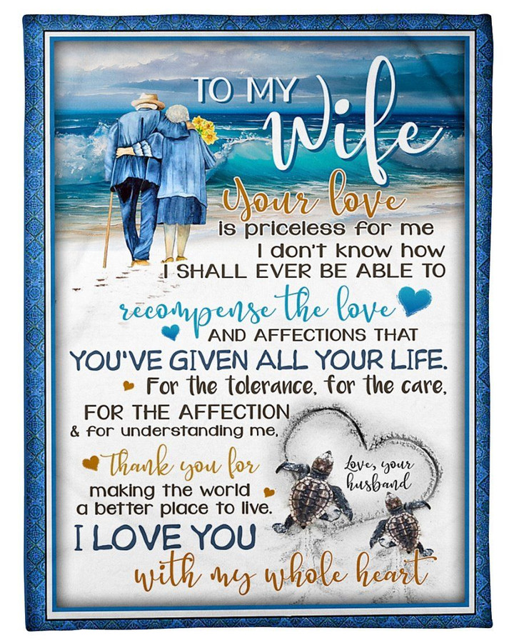 Your Love Is Priceless For Me On The Beach Gift For Wife Sherpa Fleece Blanket
