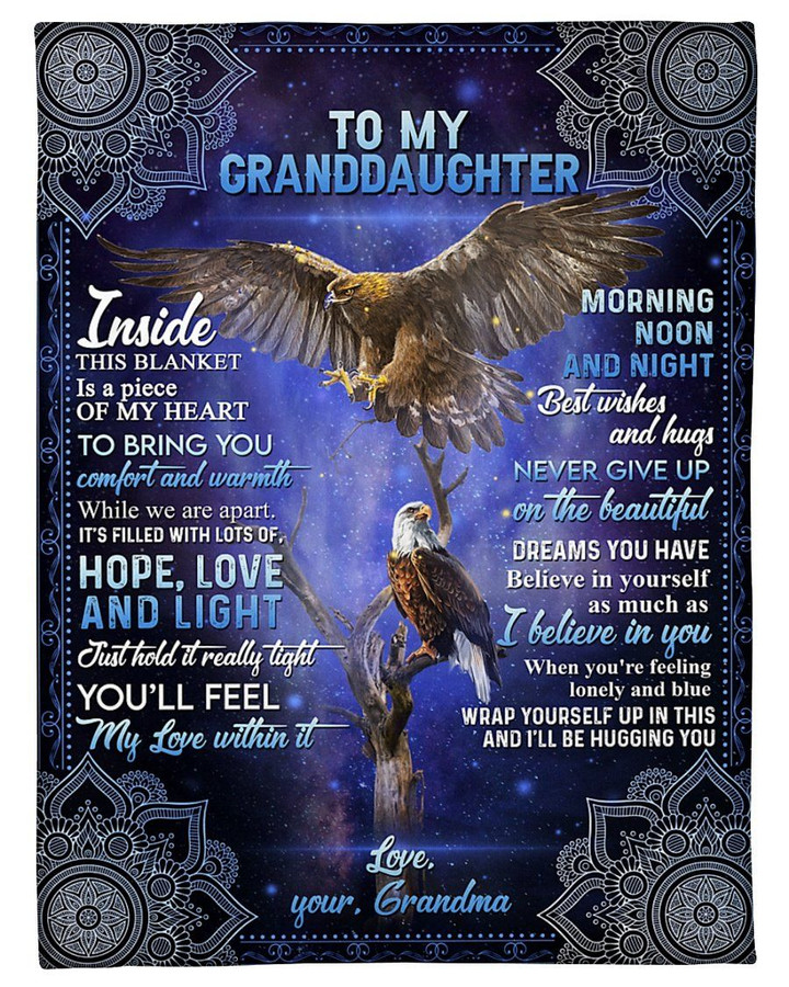 Mandala Eagle You'll Feel My Love Within It Grandma Gift For Granddaughter Sherpa Fleece Blanket