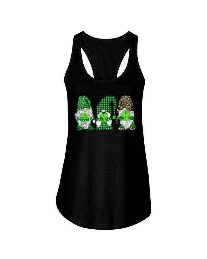 Gnome With Leopard Hat Shamrock St. Patrick's Day Printed Ladies Flowy Tank