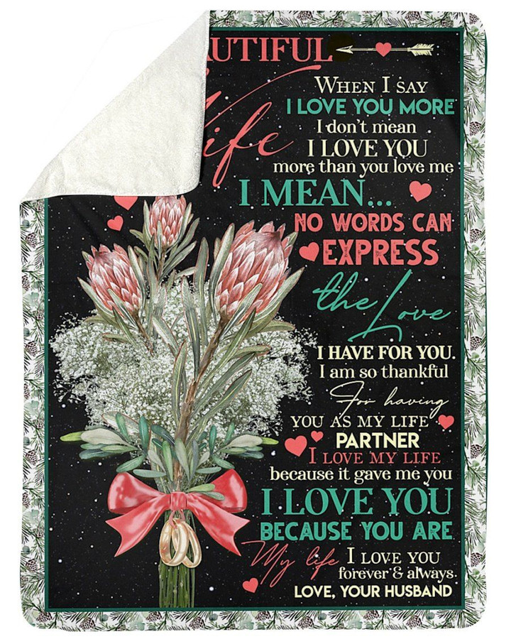 Bouquet Of Protea Flower My Love For You Gift For Wife Sherpa Fleece Blanket