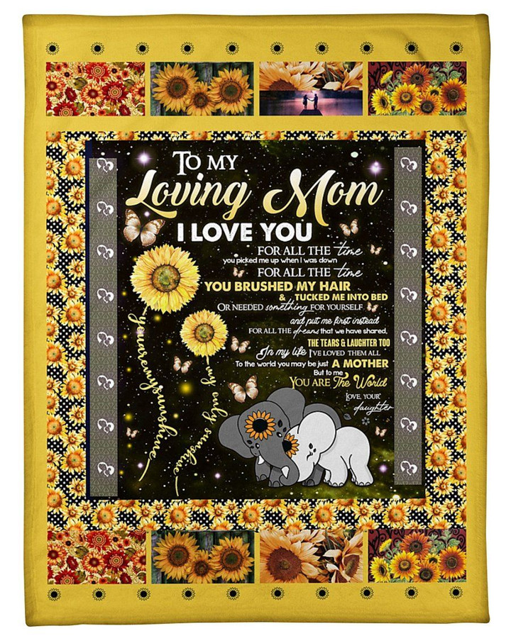 Sunflowers Elephant Gift For Loving Mom You Are My Sunshine Sherpa Fleece Blanket