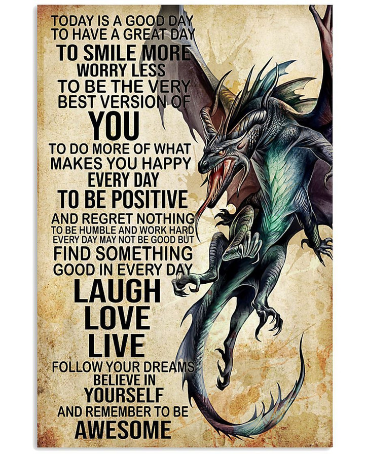 Dragon Gift For Son Remember To Be Awesome Vertical Poster