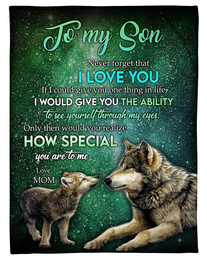 Wolves Galaxy How Special You Are Mom Gift For Son Sherpa Fleece Blanket