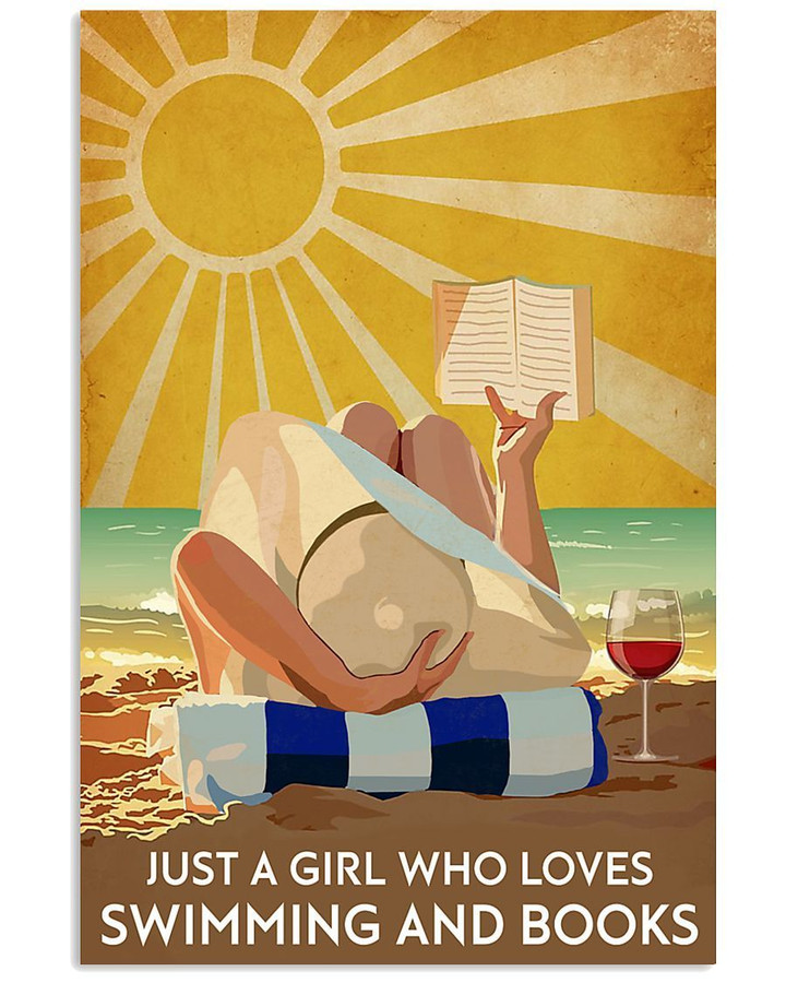 Just A Girl Who Loves Swimming And Books Vertical Poster