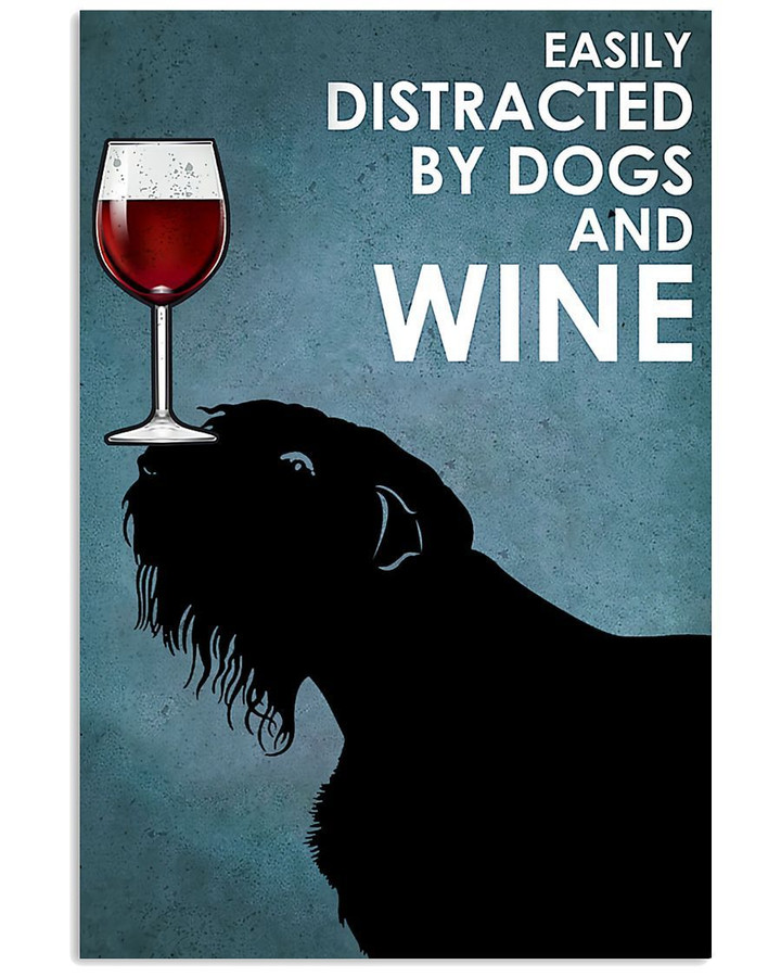 Black Jackapoo Dog And Red Wine Gift For Dog Lovers Vertical Poster