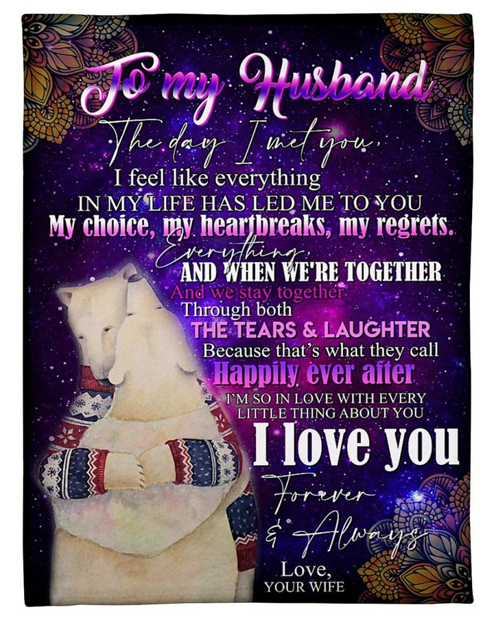 Polar Bear Couple My Choice My Heartbreaks Gift For Husband Sherpa Fleece Blanket