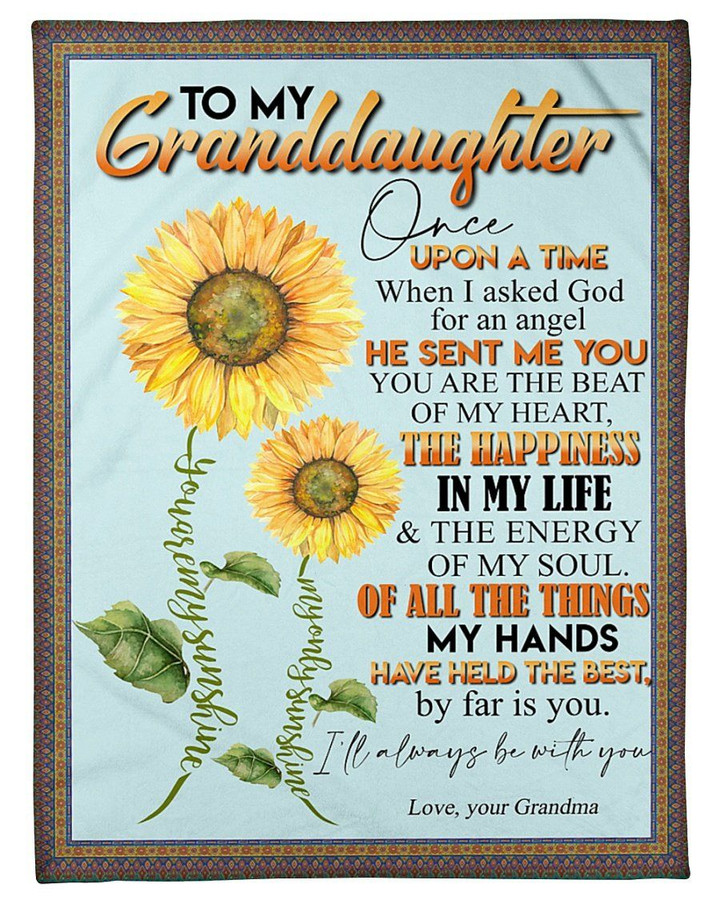 Grandma Gift For Granddaughter Sunflower The Happiness In My Life Sherpa Fleece Blanket