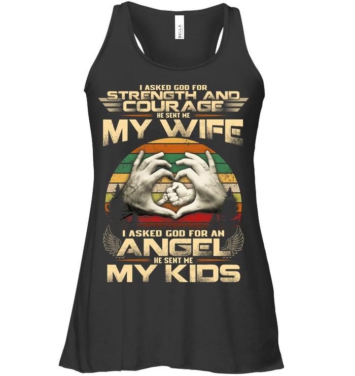 I Asked God For An Angel Gift For Family Ladies Flowy Tank