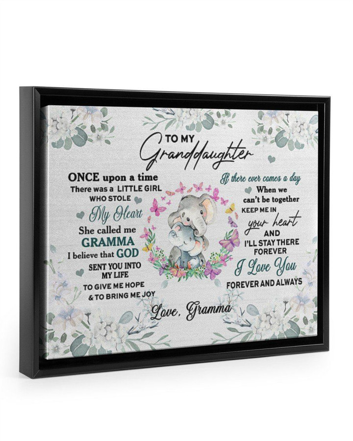 Gramma Gift For Granddaughter Love You Forever Elephant Framed Matte Canvas