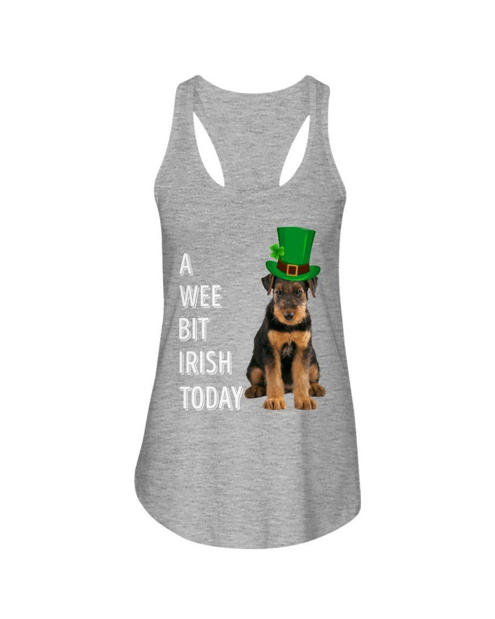 Airedale Terrier Irish Today Green St. Patrick's Day Printed Ladies Flowy Tank