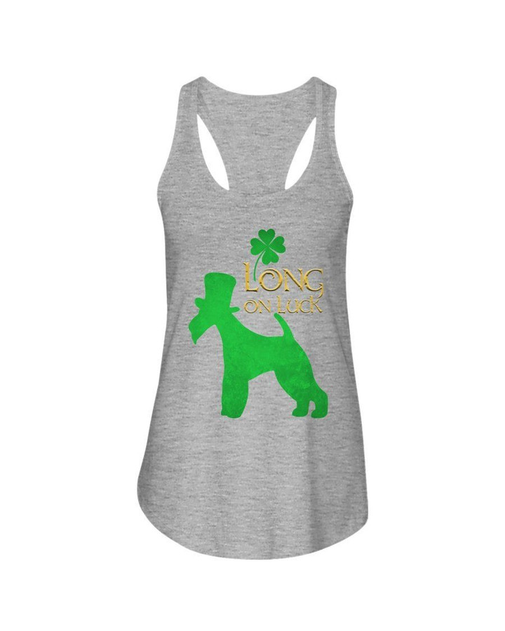 Wire Fox Terrier Long On Luck Green St. Patrick's Day Printed Ladies Flowy Tank