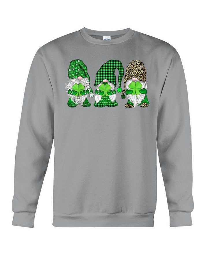 Gnome With Leopard Hat Shamrock St. Patrick's Day Printed Sweatshirt