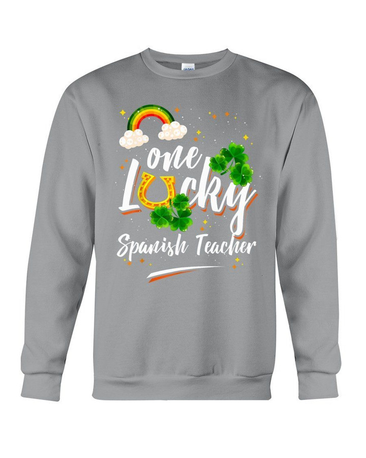 Rainbow And Cloud Horseshoe One Lucky Spanish Teacher St Patrick's Day Gift Sweatshirt