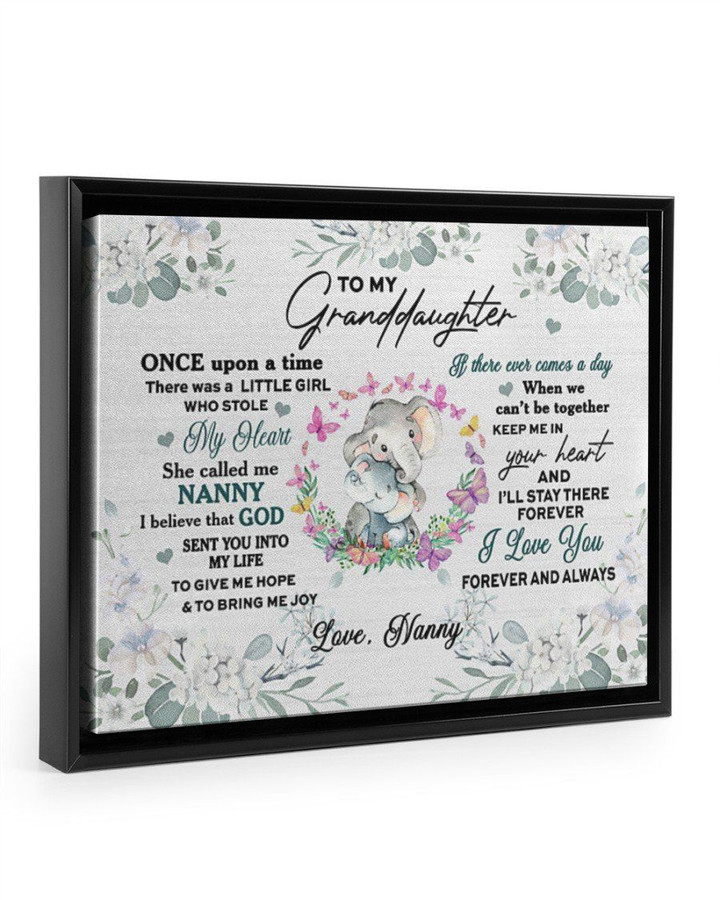 Nanny Gift For Granddaughter Elephant I'll Stay There Framed Matte Canvas