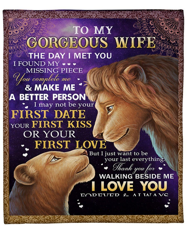The Day I Met You Mandala Lion Gift For Wife Sherpa Fleece Blanket