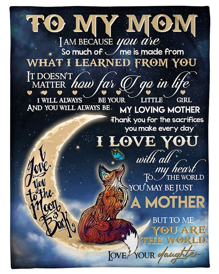 Fox Waning Moon How Far I Go In Life Daughter Gift For Mom Sherpa Fleece Blanket