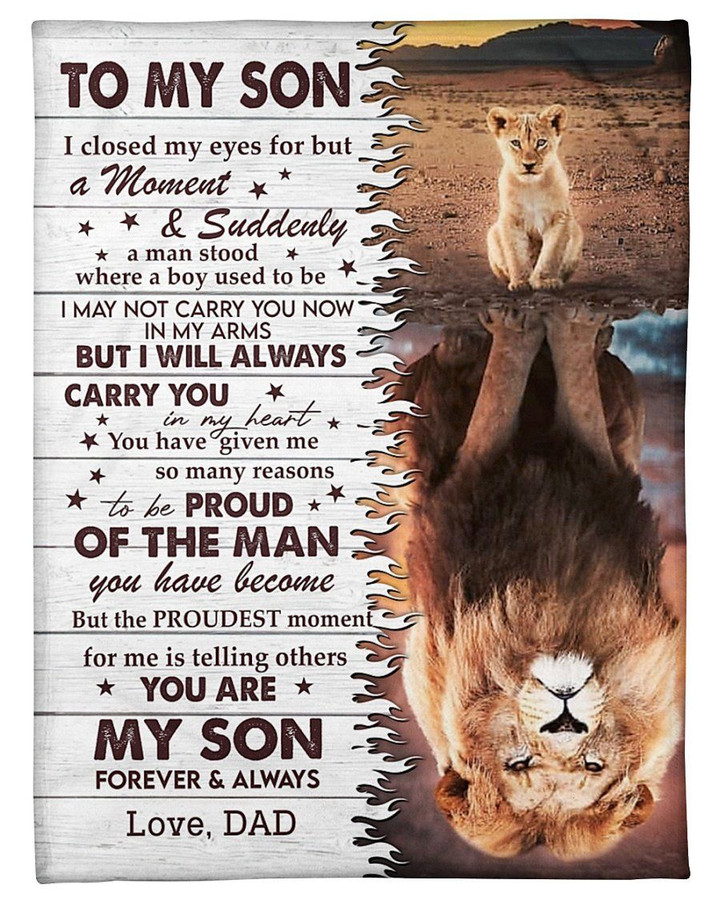 Lion Reflection You Are My Son Forever Dad Gift For Son Sherpa Fleece Blanket
