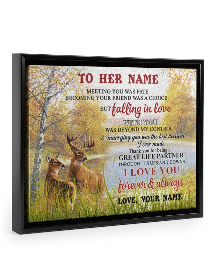 Deer Natural River Love You Forever Custom Name Gift For Wife Framed Matte Canvas