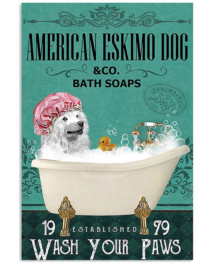 American Eskimo Dog Co Bath Soap Wash You Paws Gift For Dog Lovers Vertical Poster