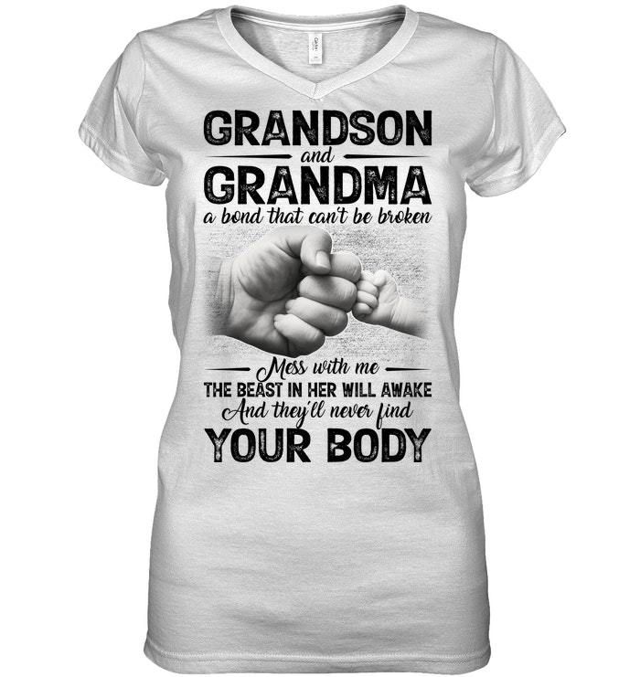 Can't Be Broken Grandma And Grandson Ladies V-neck