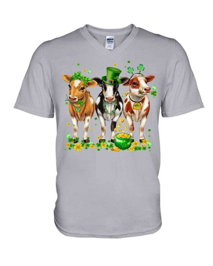 Leprechaun Cows And Pot Of Gold St Patrick's Day Gift Guys V-neck