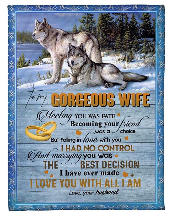Marrying You Was The Best Decision Wolf Gift For Wife Sherpa Fleece Blanket