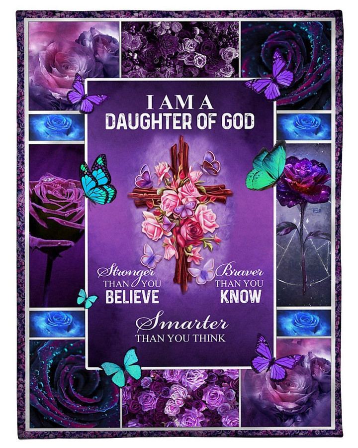 Butterfly Gift For Daughter I Am A Daughter Of God Sherpa Fleece Blanket