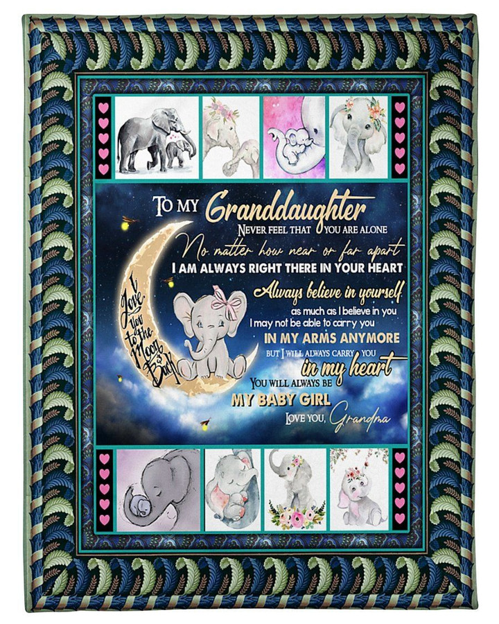 Grandma Gift For Granddaughter Elephant Always Be My Baby Girl Sherpa Fleece Blanket