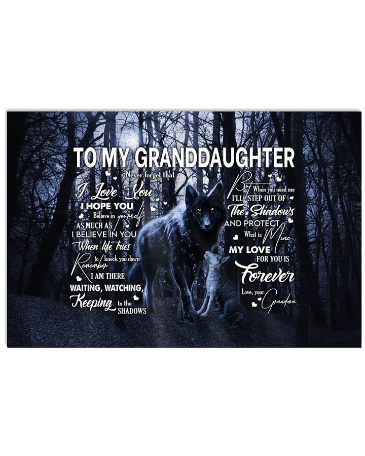 Black Wolf My Love For You Grandma Gift For Granddaughter Horizontal Poster