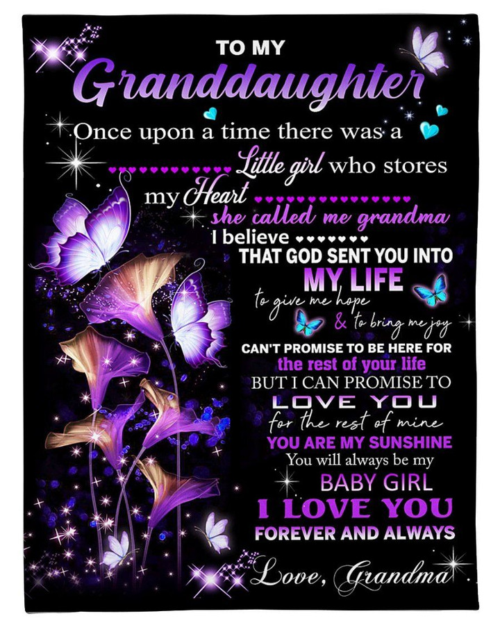God Sent You Into My Life Butterflies Grandma Gift For Granddaughter Sherpa Fleece Blanket