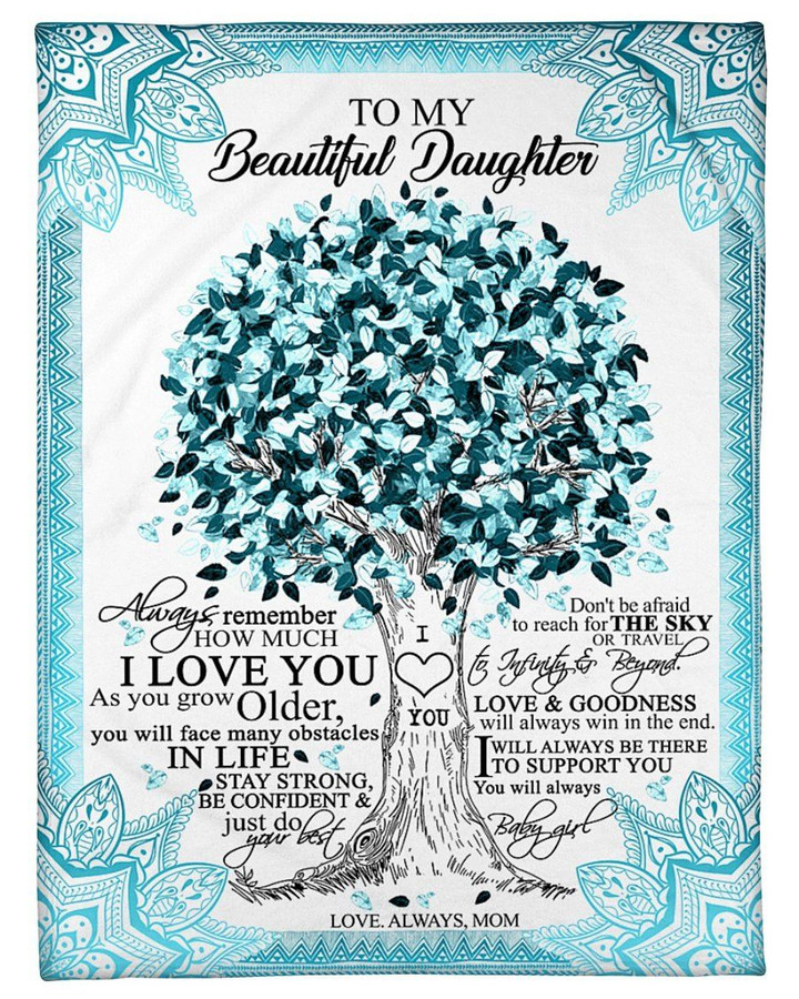 How Much I Love You Blue Mandala Design Mom Gift For Daughter Sherpa Fleece Blanket