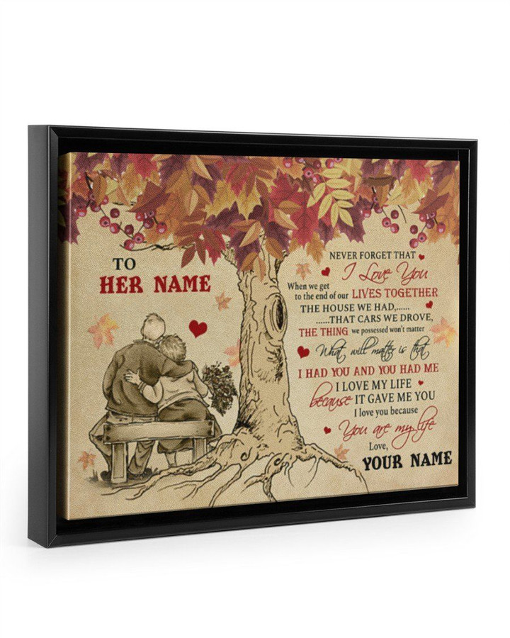 Never Forget I Love You Autumn Tree Custom Name Gift For Wife Framed Matte Canvas