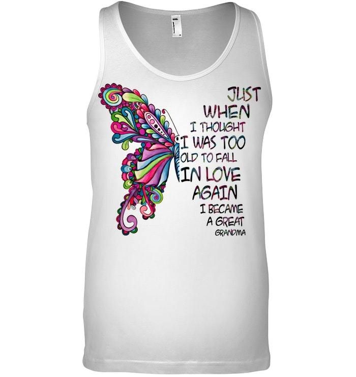 Butterfly Gift For Grandma I Became A Great Grandma Unisex Tank Top