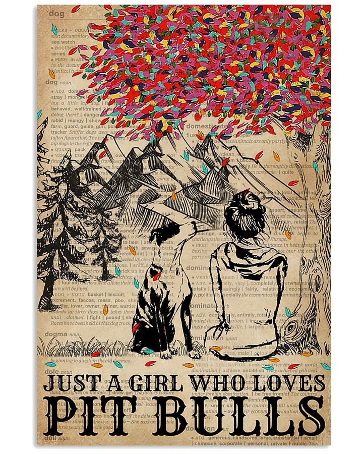 Dictionary Girl Who Loves Pit Bull Meaningful Gift Vertical Poster