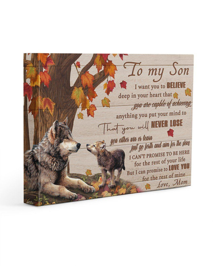 Autumn Leaves Wolves Never Lose Mom Gift For Son Matte Canvas