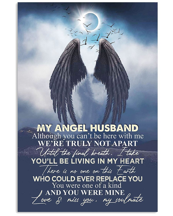 Angel Wings Full Moon Living In My Heart Gift For Angel Husband Vertical Poster