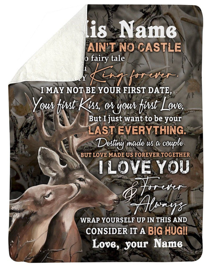 Wild Deer Your Last Everything Custom Name Gift For Husband Sherpa Fleece Blanket