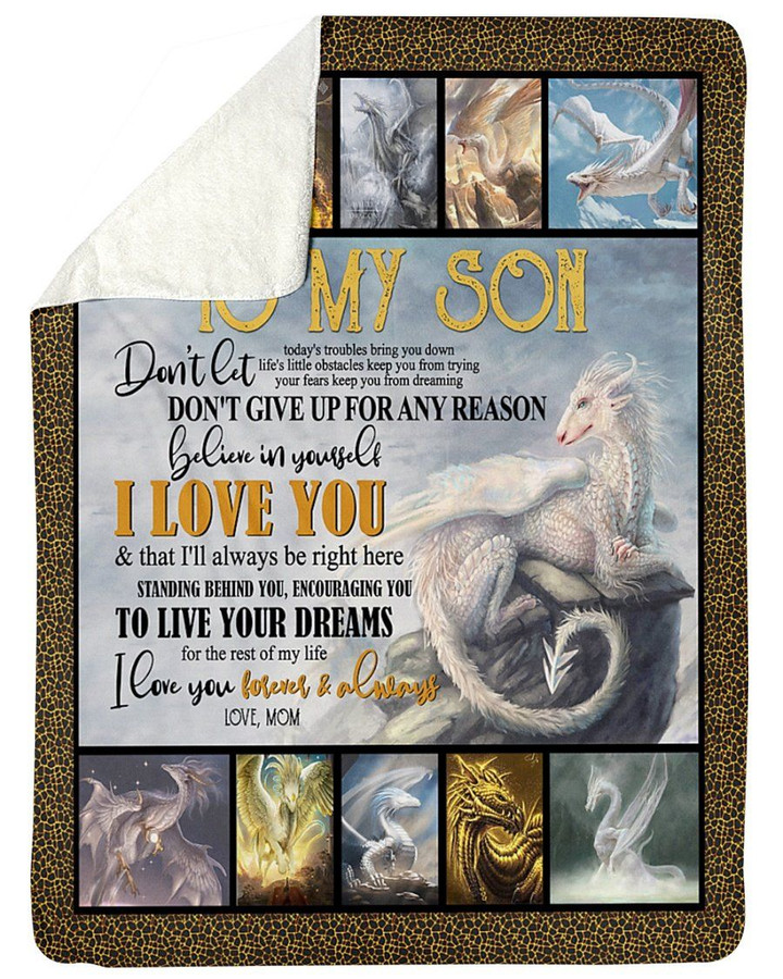 Don't Give Up For Any Reason Mom Gift For Son Sherpa Fleece Blanket