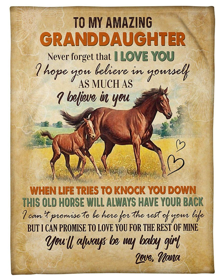 Horse Nana Gift For Granddaughter You'll Always Be My Baby Girl Sherpa Fleece Blanket
