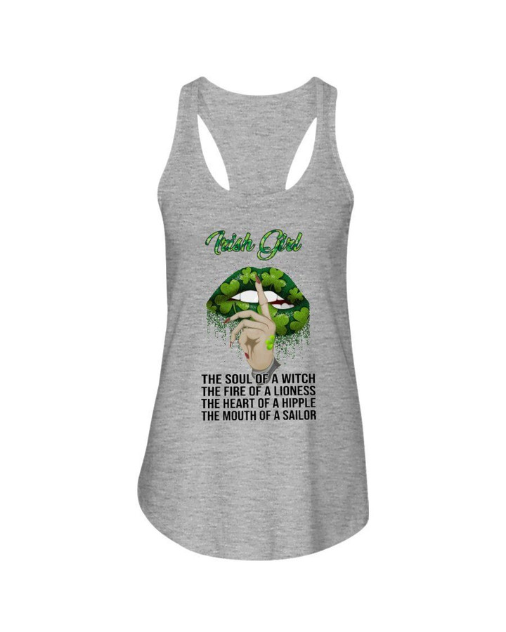 Irish Girl The Soul Of A Witch Clover Lips St Patrick's Day Gift Ladies Flowy Tank