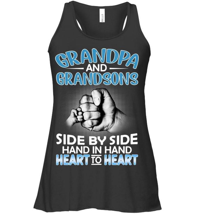 Grandpa And Grandson Side By Side Hand In Hand Ladies Flowy Tank