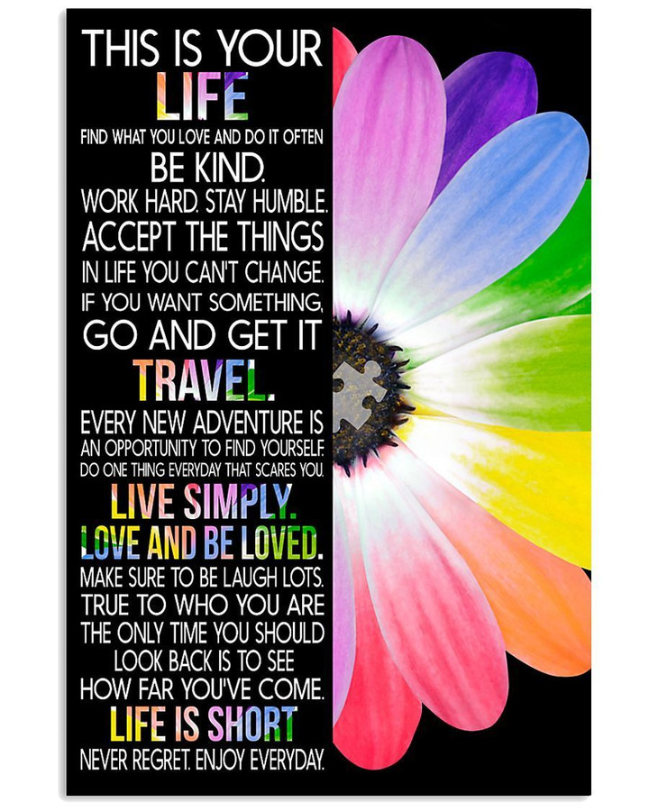 Colorful Flower Autism Awareness Gift Live Simply Love And Be Loved Vertical Poster