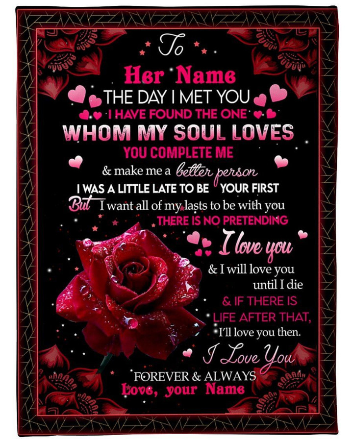 Red Rose You Make Me A Better Person Custom Name Gift For Wife Sherpa Fleece Blanket