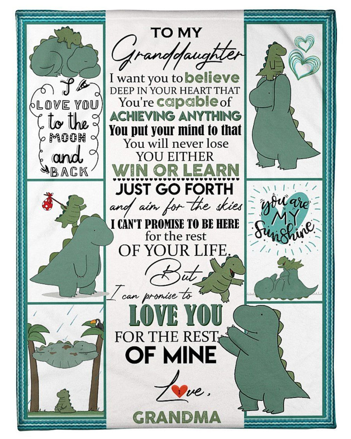 Chubby Dinosaur Grandma Gift For Granddaughter Win Or Learn Sherpa Fleece Blanket